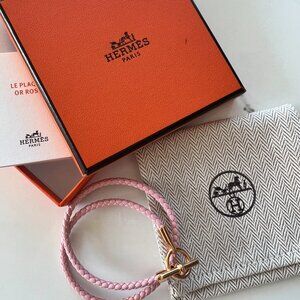 Hermès - Glenan Double Tour Pink Bracelet, Women's, Leather, fashion jewelry